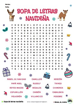 Sopa de letras navideña (Español) by Coses de mestres | TpT