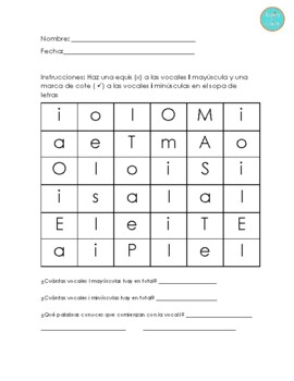 Sopa de letras para identificar vocales by Inspira y Educa | TpT