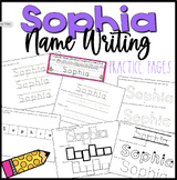 Sophia Name Writing Practice Pages and Name Tag