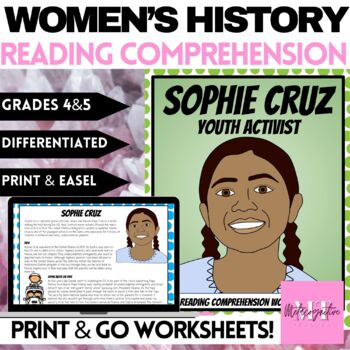 Preview of Sophie Cruz Reading Comprehension Worksheets - Women's History