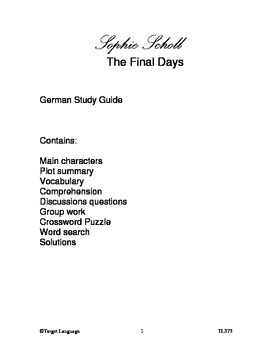 Preview of Sophie Scholl-German StudyGuide
