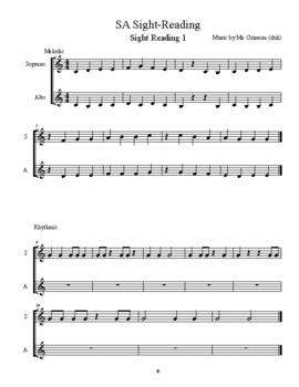 Preview of Soprano/Alto Melodic and Rhythmic Sight-Reading Packet