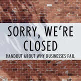 Sorry, We’re Closed! Business Failure Worksheet Handout