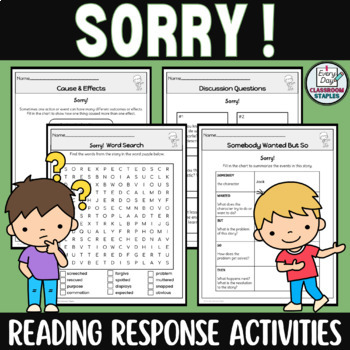 Preview of Sorry! by Trudy Ludwig Reading Comprehension and Read Aloud Activities