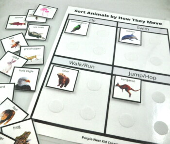 Sort Animals By How They Move by Purple Nest Kid Creations | TPT
