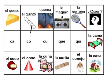 Preview of Sort Spanish Words by Syllables Q and C
