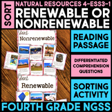 SORT Natural Resources - Renewable and Non-Renewable Energy 4th Grade Science