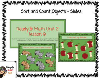 Preview of Sort and Count Objects Kindergarten iReady Ⓡ Math Unit 2 lesson 9 Slides