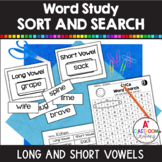 Long and Short Vowel Word Sorts and Word Search | CVC and 