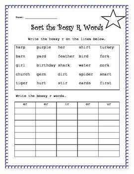 Sort and Write Bossy R by Obseussed with First Grade | TpT