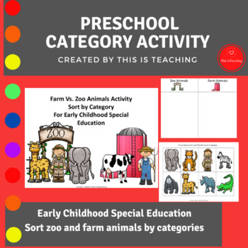 Preview of FREE Sort by Category- Farm and Zoo Animals Preschool Special Education