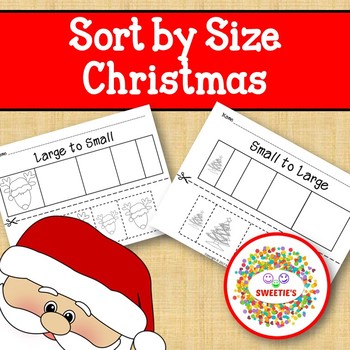 Preview of Sort by Size Activity Sheets - Color, Cut, and Paste - Christmas Theme