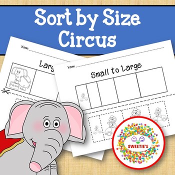 Preview of Sort by Size Activity Sheets - Color, Cut, and Paste - Circus Theme