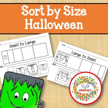 Preview of Sort by Size Activity Sheets - Color, Cut, and Paste - Halloween Theme
