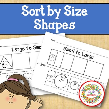 Preview of Sort by Size Activity Sheets - Color, Cut, and Paste Happy Shapes
