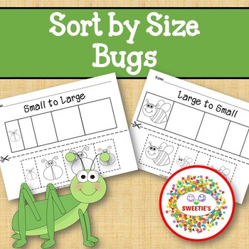 Preview of Sort by Size Activity Sheets - Color, Cut, and Paste - Insect Bug