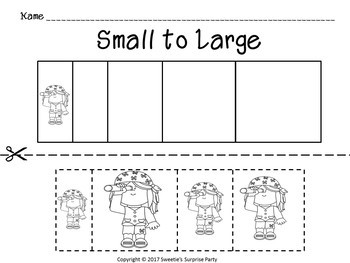 Sorting by size: big & Small activity worksheet - Pirate theme 