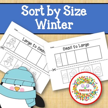 Preview of Sort by Size Activity Sheets - Color, Cut, and Paste - Winter Theme
