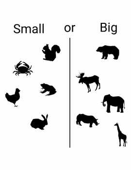 Preview of Sort by Size - Animals