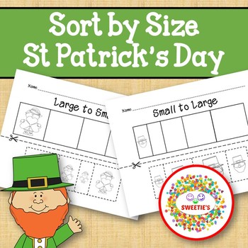 Preview of Sort by Size - Color, Cut, and Paste - St Patrick's Day Theme