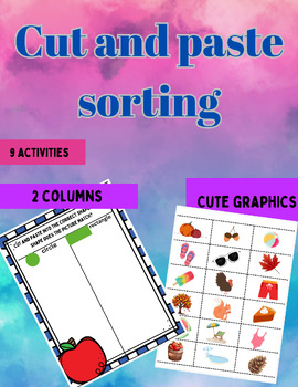 Preview of Sort by category or property cut and paste activity for pre k kindergarten