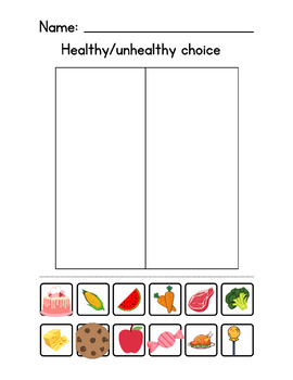 Preview of Sort healthy and unhealthy foods! FREEBIE!