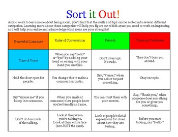 Preview of Sort it Out! A social skills categorization game