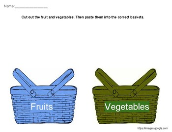 Preview of Sort the fruit and veggies