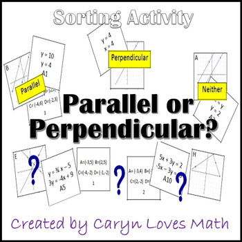 Preview of Using Slope to Identify Parallel, Perpendicular & Intersecting Lines | Activity
