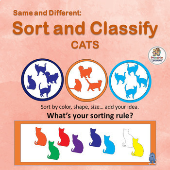 Preview of Sorting Activities - Matching & Graphing - Same and Different Cat Shapes