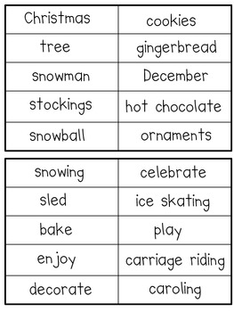 Sorting Adjectives, Nouns, and Verbs ~ Christmas Theme by Julia Stephenson