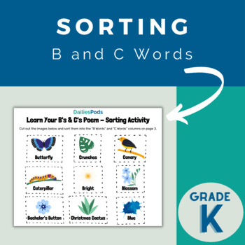 Preview of Sorting B and C Words | Counting and Sorting Printable