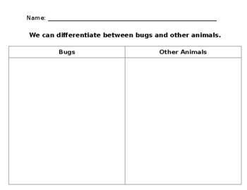 Preview of Sorting - Bugs & Other Animals