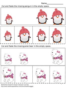 sorting by size worksheets penguins polar bears theme special