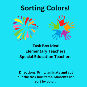 Preview of Sorting Colors Task Box Item!