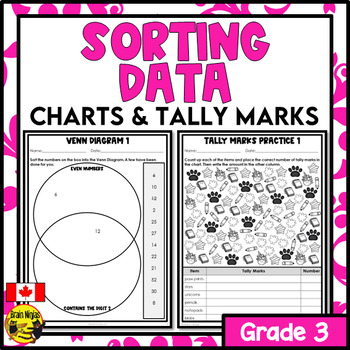 sorting data and tally marks math worksheets grade 2 grade 3 by brain ninjas
