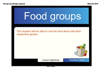 Preview of Sorting Food Groups SMARTboard activity