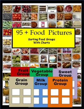Preview of Healthy Food Sorting Real Pictures with Charts Life Skills Special Education