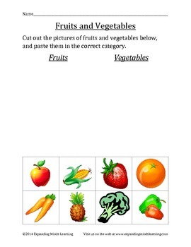 Preview of Sorting Fruits and Vegetables