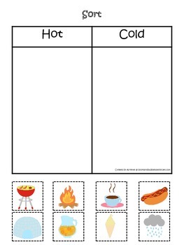 sorting hot and cold items 1 preschool printable