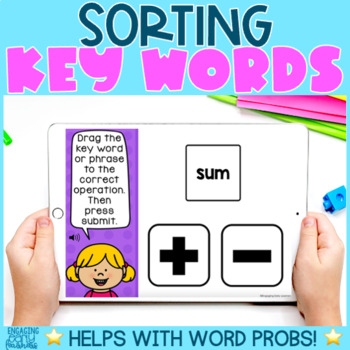 Preview of Sorting Key Words from Word Problems Boom Cards™