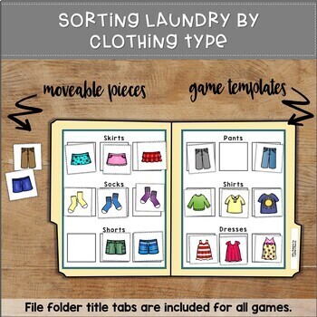 Sorting Laundry File Folder Games by Exceptional Thinkers | TPT