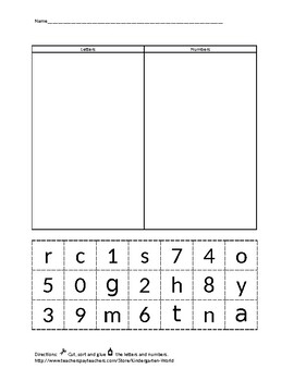 Preview of Sorting Letters and Numbers