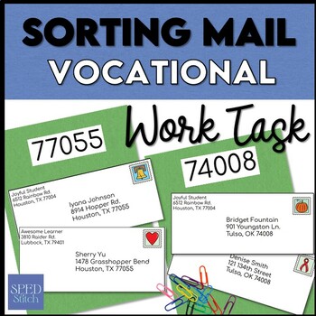 Preview of Sorting Mail by State or Zip Code Vocational Work Task Boxes Special Education