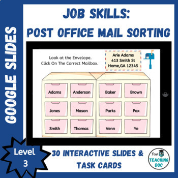 Preview of Sorting Mail with Task Cards for Job Life & Work Skills - Level 3 No Prep