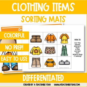 Sorting Mats | Clothing Items by A Teachable Year | TpT