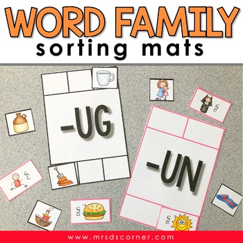 Preview of Word Families Sorting Mats [18 mats] for Special Education | Word Family Sorting