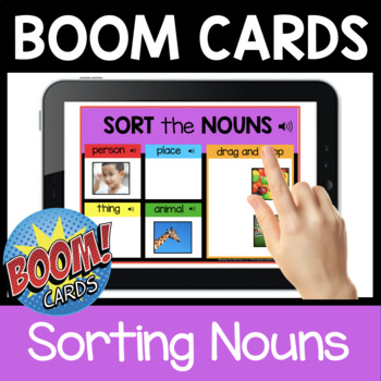 Preview of Sorting Nouns Boom Cards - Person Place Thing or Animal Task Cards