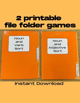 Preview of Sorting Nouns, Verbs, Adjectives File Folder Game for Special Education