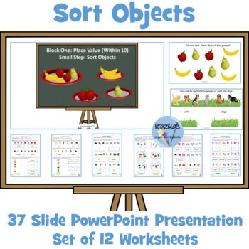 Preview of Sorting Objects (Math): PowerPoint and 12 Worksheets